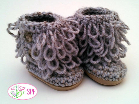 Sweet Pea Fashions Crochet Loop Stitch Crocheted Boots 18" Doll Shoes Pixie Faire