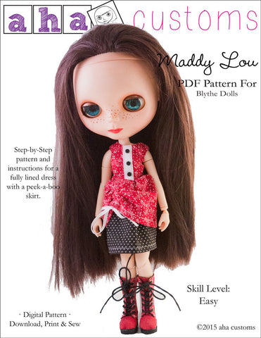 Aha Customs Blythe/Pullip Maddy Lou Dress Pattern for Blythe Dolls Pixie Faire