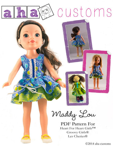 Aha Customs H4H/Les Cheries Maddy Lou Dress Pattern for Les Cheries and Hearts for Hearts Girls Dolls Pixie Faire