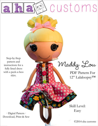Aha Customs Lalaloopsy Maddy Lou Dress Pattern for Lalaloopsy Dolls Pixie Faire