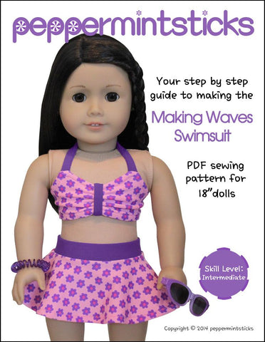Peppermintsticks 18 Inch Modern Making Waves Swimsuit 18" Doll Clothes Pixie Faire