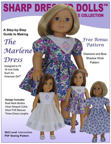 Sharp Dressed Dolls 18 Inch Modern The Marlene Dress 18" Doll Clothes Pattern Pixie Faire