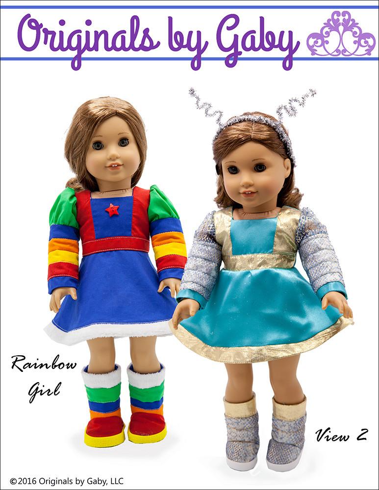 Originals by Gaby 18 Inch Historical 60s Martian & Rainbow Girl 18" Doll Clothes Pixie Faire