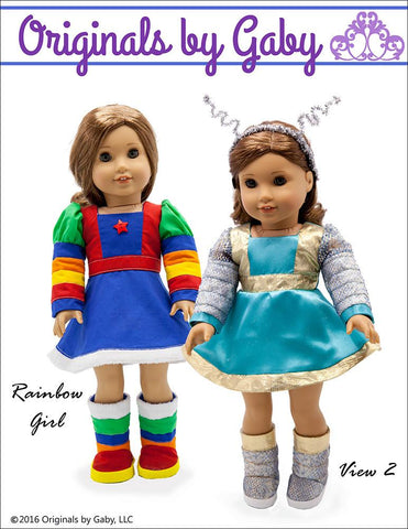 Originals by Gaby 18 Inch Historical 60s Martian & Rainbow Girl 18" Doll Clothes Pixie Faire