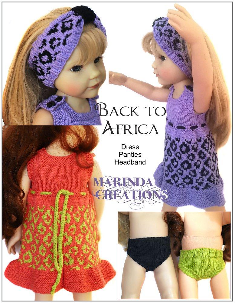 Marinda Creations Gotz 19 Inch Back To Africa SLIM 18-19" Doll Clothes Knitting Pattern Pixie Faire