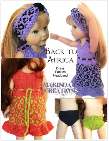 Marinda Creations Gotz 19 Inch Back To Africa SLIM 18-19" Doll Clothes Knitting Pattern Pixie Faire