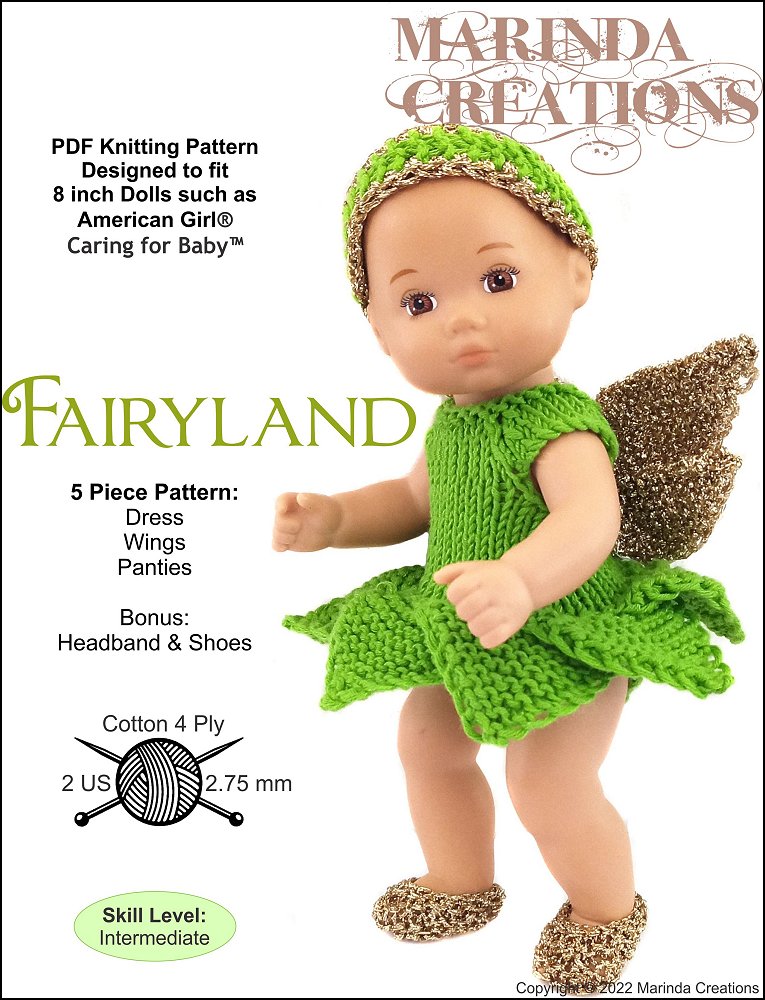 Marinda Creations Fairyland 8" Baby Doll Clothes Knitting Pattern Marinda Creations Fairyland 8" Baby Doll Clothes Knitting Pattern
