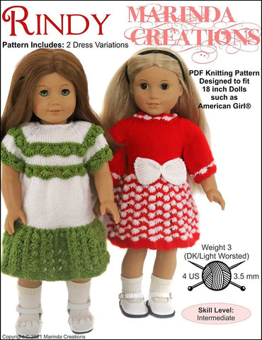 Marinda Creations Knitting Rindy 18" Doll Knitting Pattern Pixie Faire