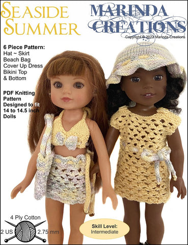 Marinda Creations Knitting Seaside Summer 14-14.5" Doll Clothes Knitting Pattern Pixie Faire