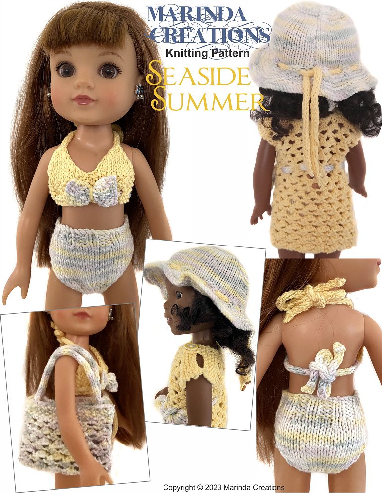 Marinda Creations Knitting Seaside Summer 14-14.5" Doll Clothes Knitting Pattern Pixie Faire