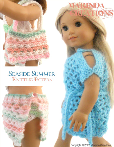 Marinda Creations Knitting Seaside Summer 18" Doll Knitting Pattern Pixie Faire