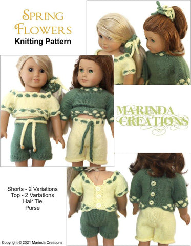 Marinda Creations Knitting Spring Flowers 18" Doll Clothes Knitting Pattern Pixie Faire