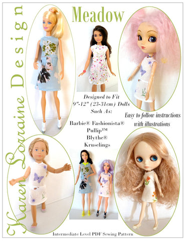 Karen Lorraine Design Barbie Meadow Dress for 9" - 12" Fashion Dolls Pixie Faire