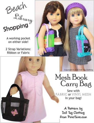 Doll Tag Clothing 18 Inch Modern Mesh Book Bag 18" Doll Accessory Pattern Pixie Faire
