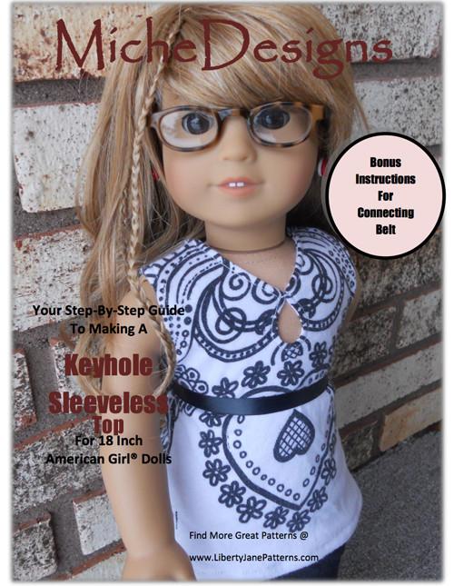 Miche Designs 18 Inch Modern Keyhole Sleeveless Top 18" Doll Clothes Pattern Pixie Faire