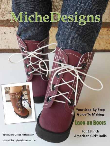Lace Up Boots 18 inch Doll Shoes Pattern PDF Download