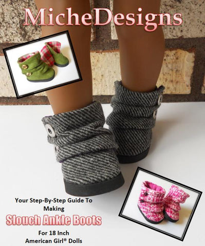 Miche Designs Shoes Slouch Ankle Boots 18" Doll Shoe Pattern Pixie Faire