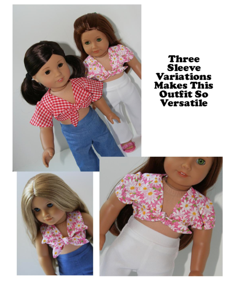 Eden Ava 18 Inch Historical 1970's Midriff Top and Bellbottom Pants 18" Doll Clothes Pixie Faire