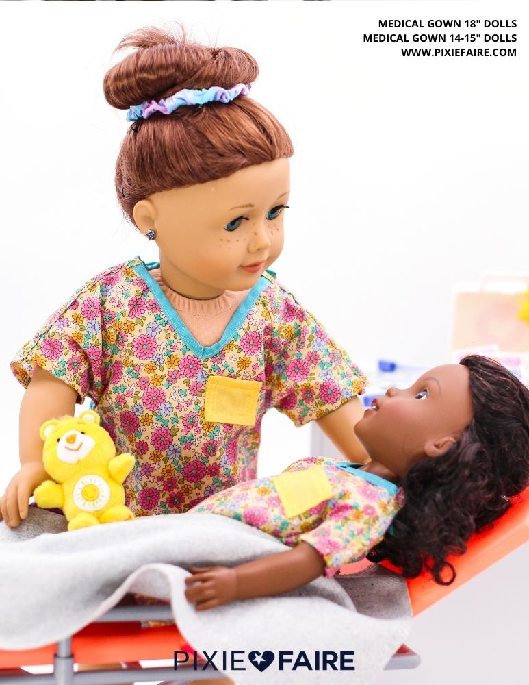 Mon Petite Cherie Couture 18 Inch Modern Medical Gown 18" Doll Clothes Pattern Pixie Faire