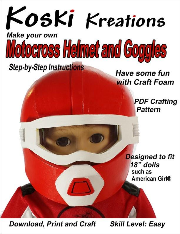 Motocross Helmet and Goggles Doll Accessory Pattern 18