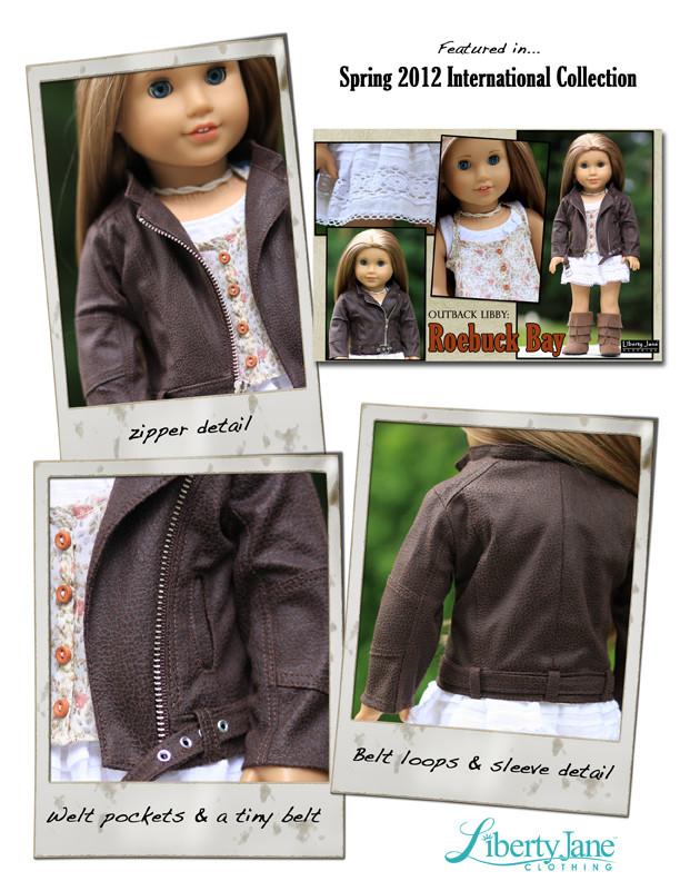 Liberty Jane 18 Inch Modern Motorcycle Jacket 18" Doll Clothes Pattern Pixie Faire