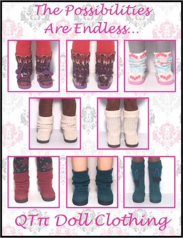 QTπ Doll Clothing WellieWishers Sweater Mukluks 14.5" Doll Clothes Pattern Pixie Faire