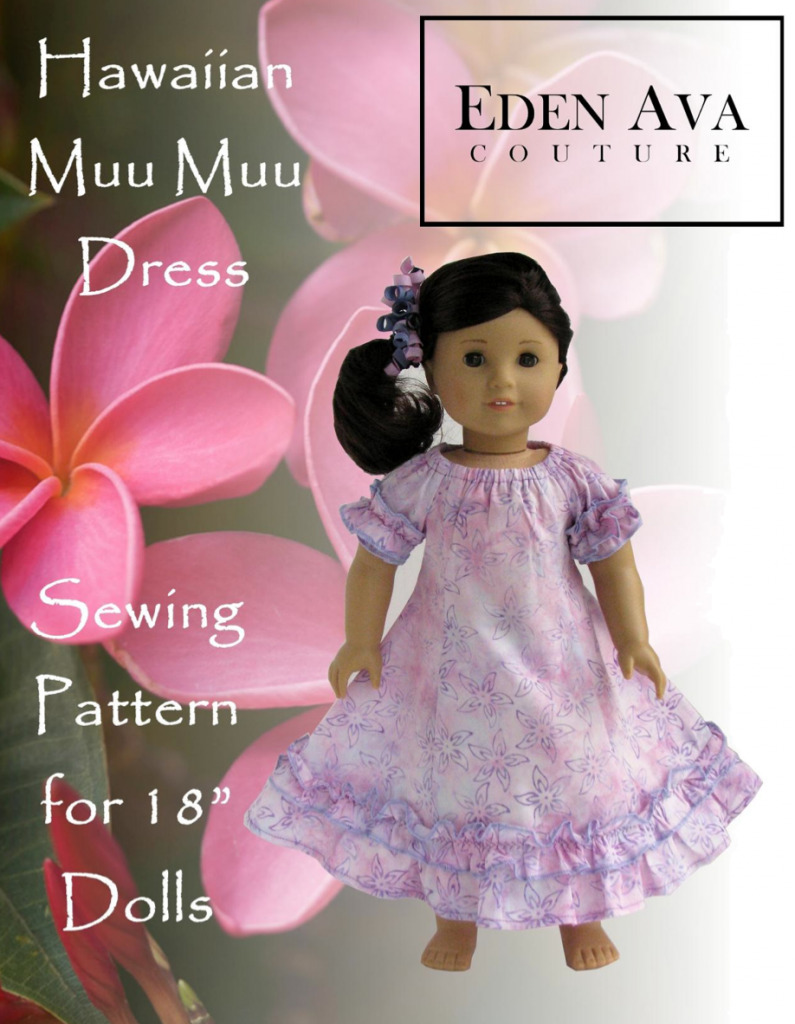 Eden Ava 18 Inch Modern Hawaiian Muu Muu Dress 18" Doll Clothes Pattern Pixie Faire