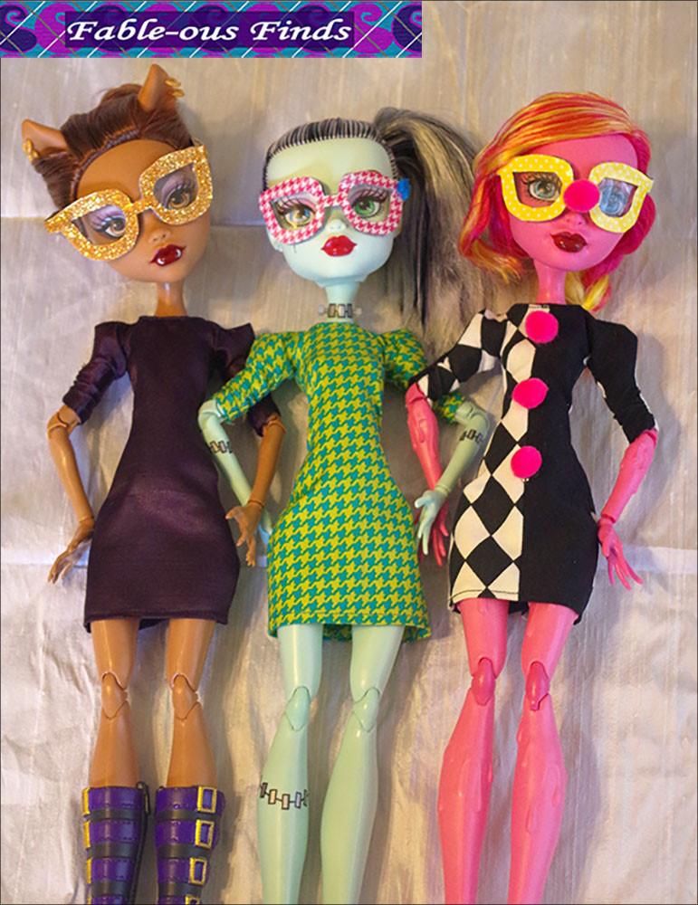 Fable-ous Finds Monster High Clown Chic Sheath Dress and Glasses Pattern for 17 inch Monster High Dolls Pixie Faire