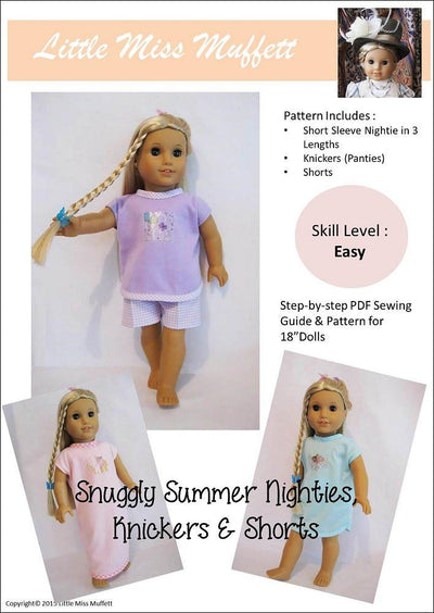 Snuggly Summer Nighties, Knickers & Shorts 18" Doll Clothes Pattern