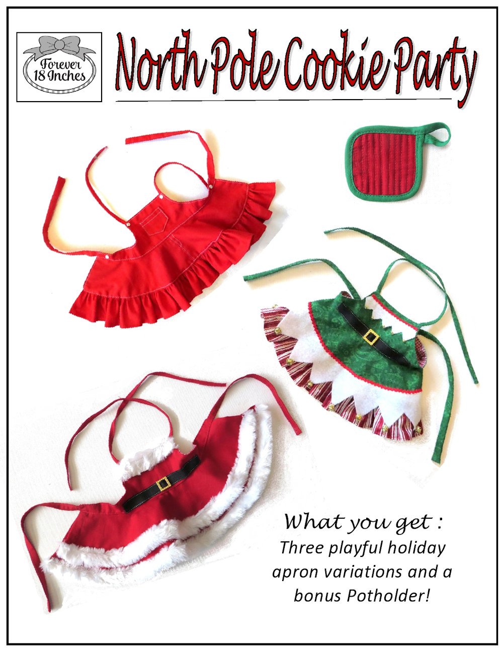 Forever 18 Inches 18 Inch Modern North Pole Cookie Party 18" Doll Clothes Pattern Pixie Faire