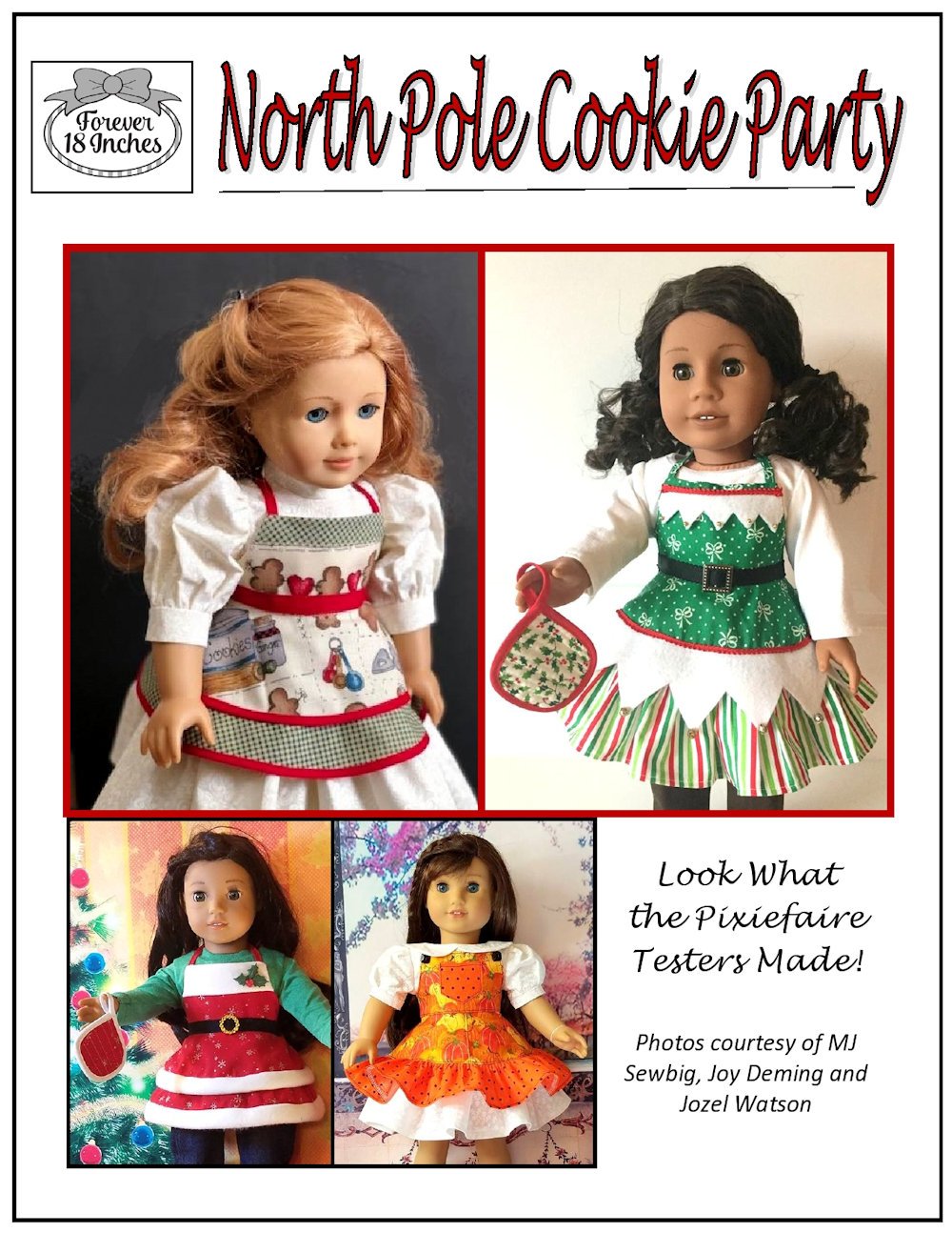 Forever 18 Inches 18 Inch Modern North Pole Cookie Party 18" Doll Clothes Pattern Pixie Faire