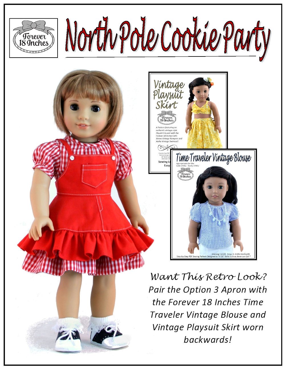 Forever 18 Inches 18 Inch Modern North Pole Cookie Party 18" Doll Clothes Pattern Pixie Faire
