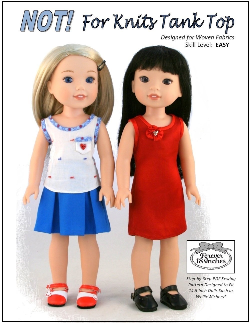 Forever 18 Inches WellieWishers NOT! For Knits Tank Top 14.5" Doll Clothes Pattern Pixie Faire