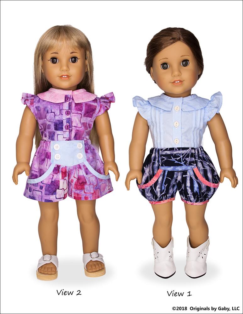 Originals by Gaby 18 Inch Modern Bubble Shorts and Culottes 18" Doll Clothes Pattern Pixie Faire