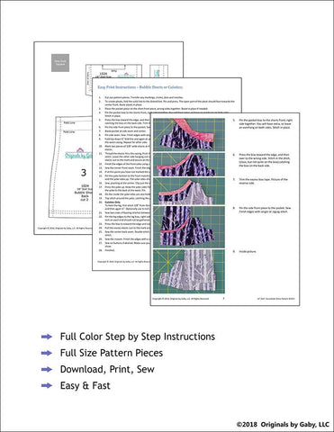 Originals by Gaby 18 Inch Modern Bubble Shorts and Culottes 18" Doll Clothes Pattern Pixie Faire