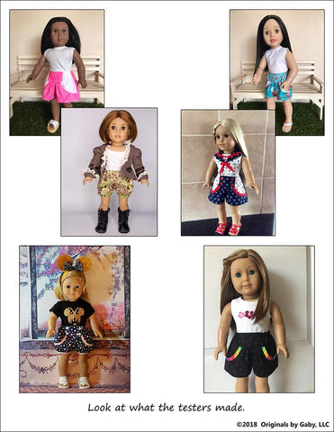 Originals by Gaby 18 Inch Modern Bubble Shorts and Culottes 18" Doll Clothes Pattern Pixie Faire