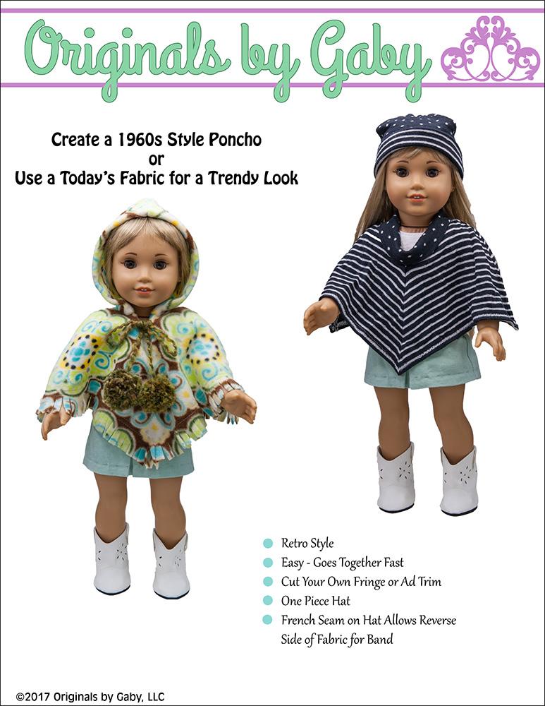 Originals by Gaby 18 Inch Historical 60's Poncho & Hat 18" Doll Clothes Pixie Faire
