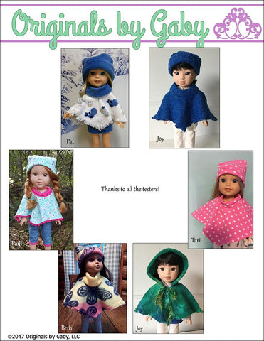 Originals by Gaby WellieWishers 60s Poncho & Hat 14-14.5" Doll Clothes Pattern Pixie Faire