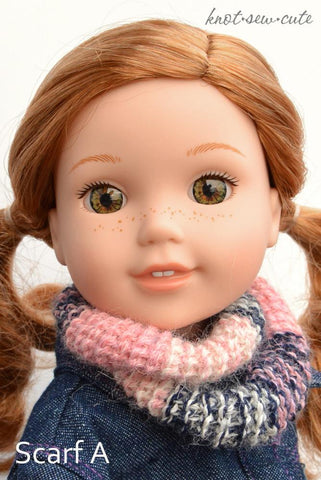 Knot-Sew-Cute WellieWishers Ombré Infinity Scarf Tunisian 14.5" Doll  Clothes Crochet Pattern Pixie Faire