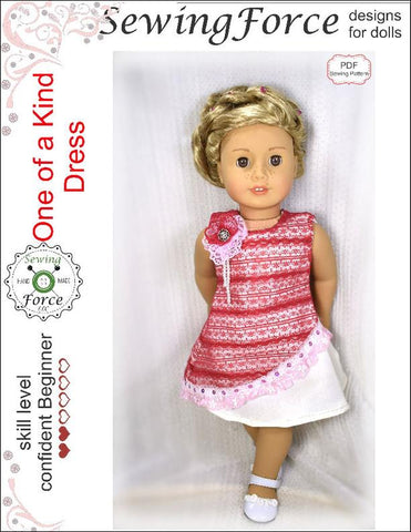 Sewing Force 18 Inch Modern One Of A Kind Dress 18" Doll Clothes Pattern Pixie Faire