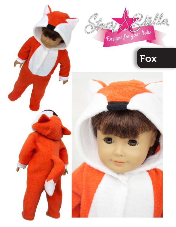 Stacy and Stella 18 Inch Modern Animal Onesie 18" Doll Clothes Pattern Pixie Faire
