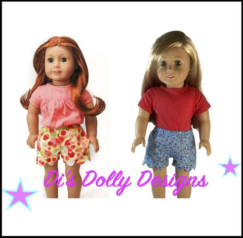 Di's Dolly Designs 18 Inch Modern Seaside Crop Pants and Shorts 18" Doll Clothes Pattern Pixie Faire