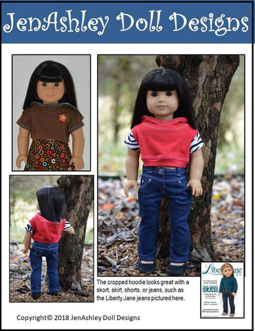 Jen Ashley Doll Designs 18 Inch Modern Outdoor Concert Cropped Hoodie 18" Doll Clothes Pattern Pixie Faire