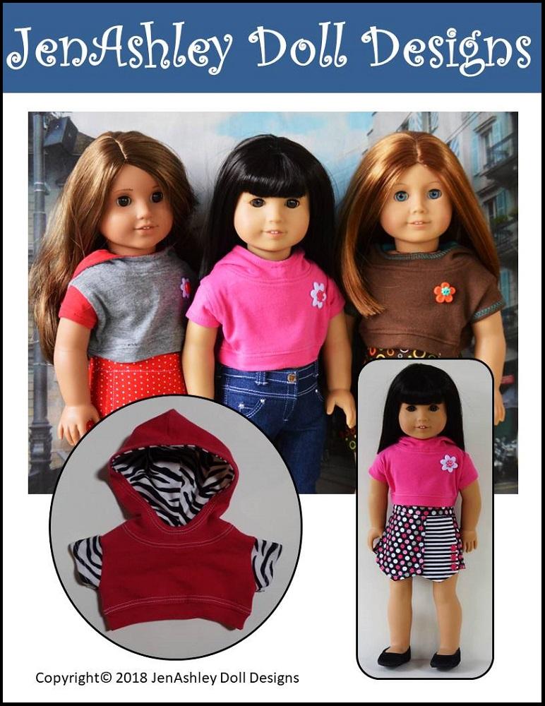 Jen Ashley Doll Designs 18 Inch Modern Outdoor Concert Cropped Hoodie 18" Doll Clothes Pattern Pixie Faire