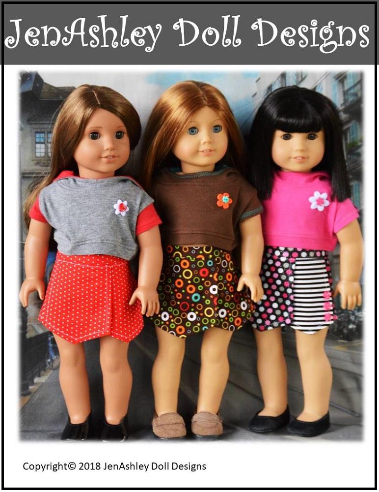 Jen Ashley Doll Designs 18 Inch Modern Outdoor Concert Skort & Cropped Hoodie 18" Doll Clothes Pattern Pixie Faire