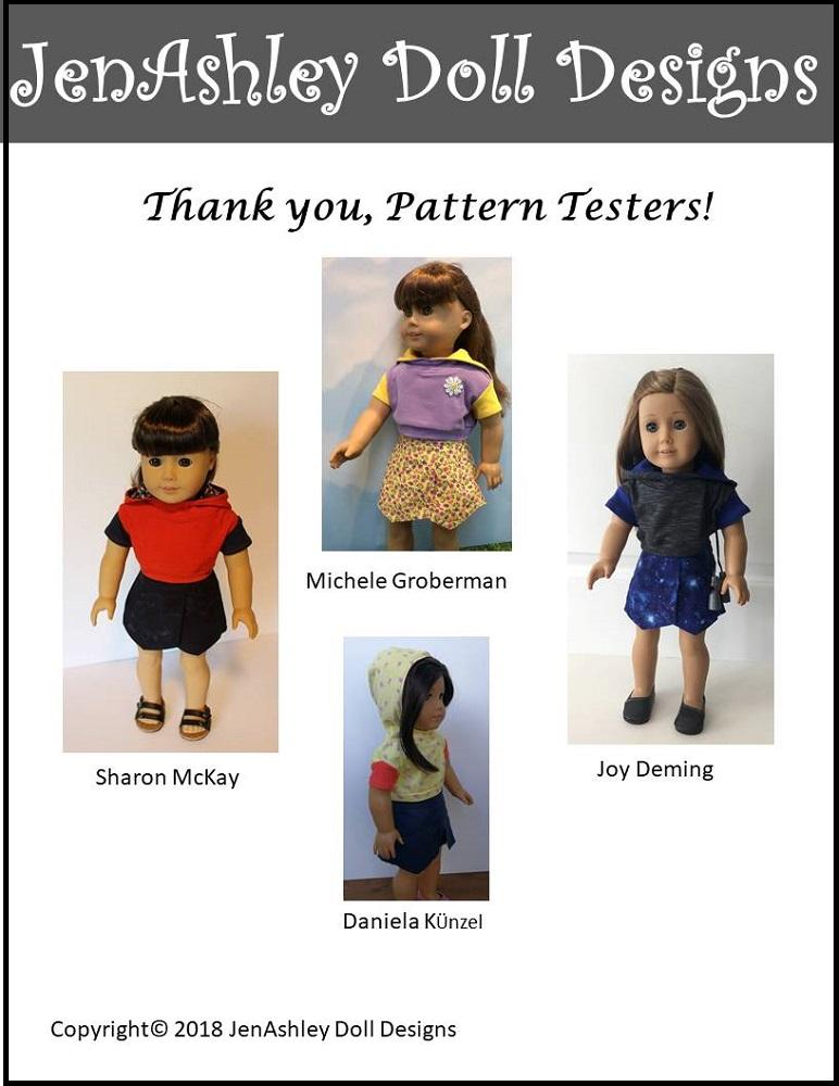 Jen Ashley Doll Designs 18 Inch Modern Outdoor Concert Skort 18" Doll Clothes Pattern Pixie Faire