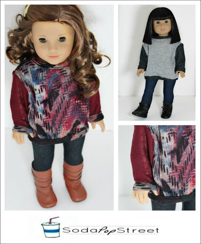 Soda Pop Street 18 Inch Modern Oversized Sweater 18" Doll Clothes Pattern Pixie Faire