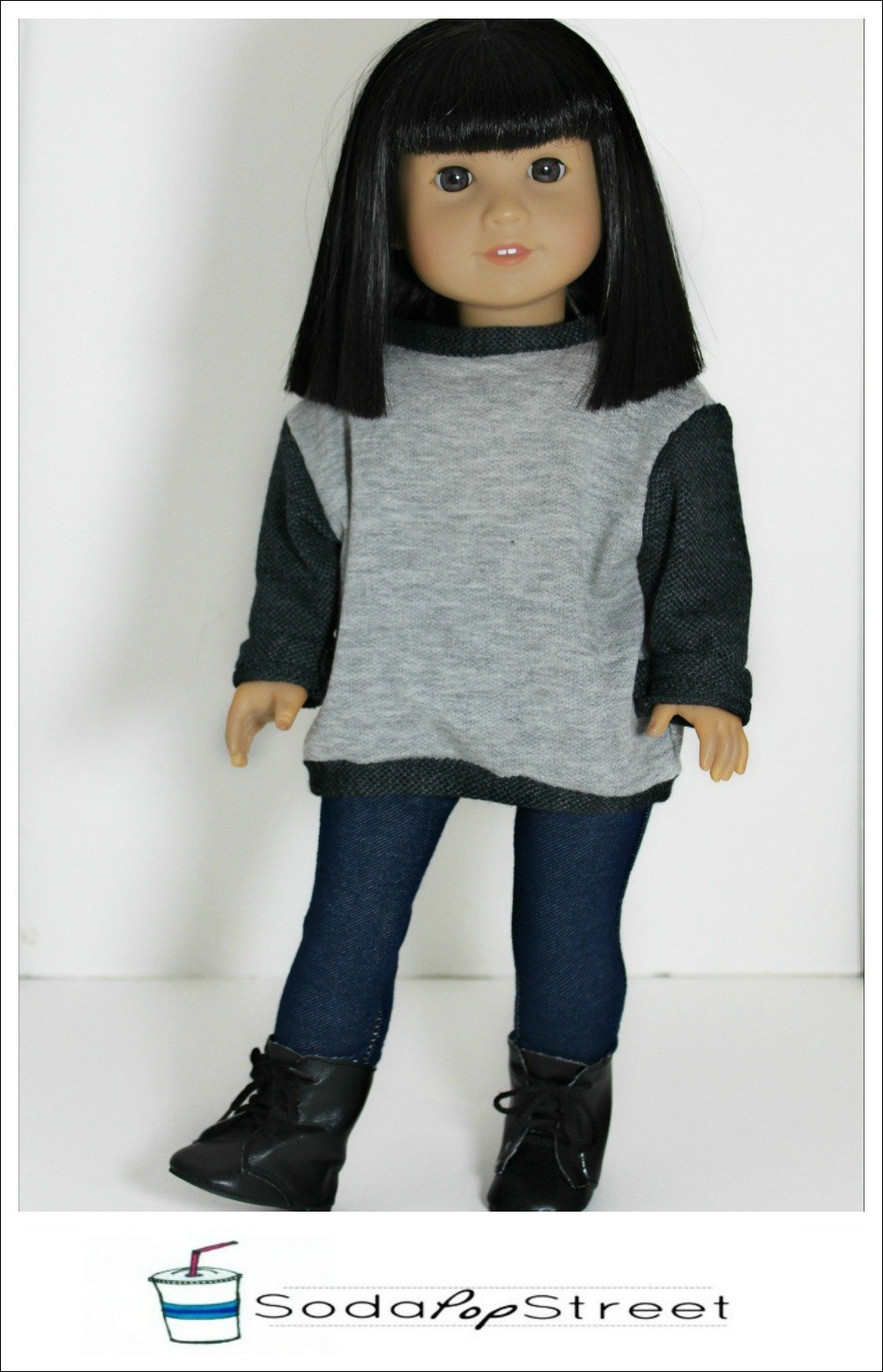 Soda Pop Street 18 Inch Modern Oversized Sweater 18" Doll Clothes Pattern Pixie Faire