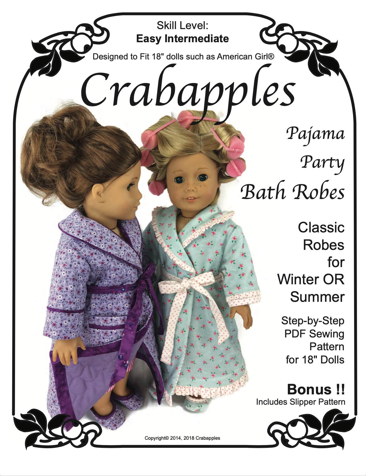 Pajama Party Bathrobes 18 inch Doll Clothes PDF Pattern Download