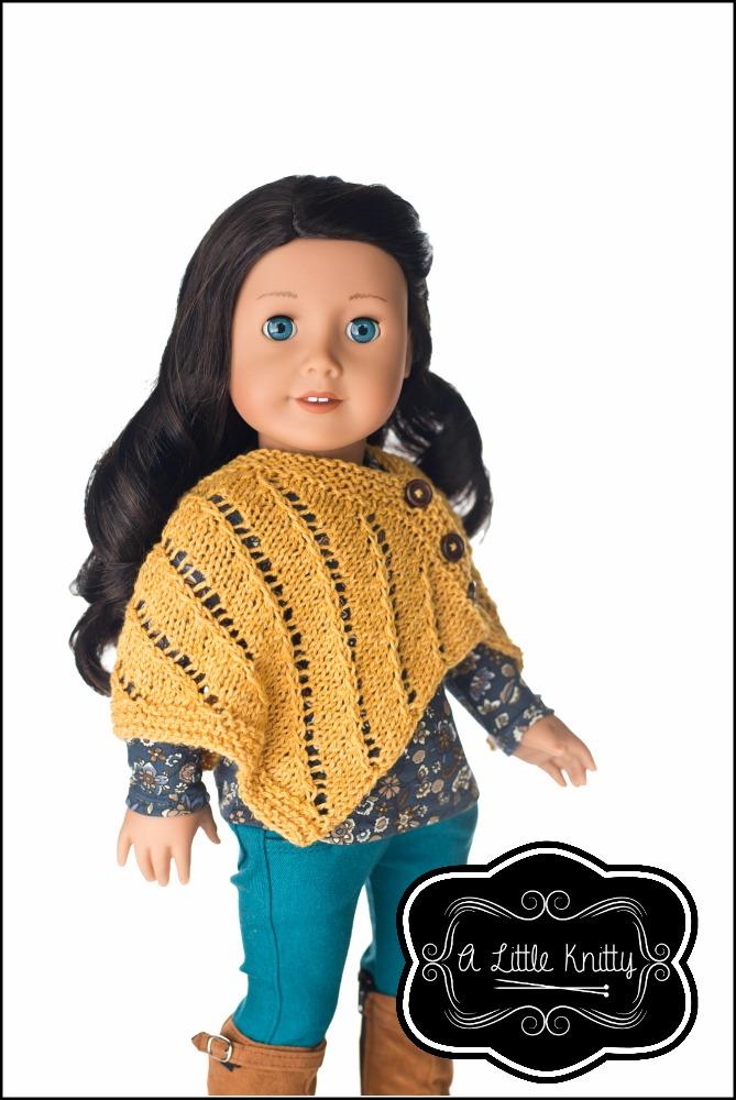 A Little Knitty Knitting Pamela Poncho 18" Doll Knitting Pattern Pixie Faire